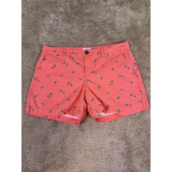 Old Navy Women's Coral Shorts With Palm Trees Size 10 Summer Tropical E388 - Picture 1 of 10